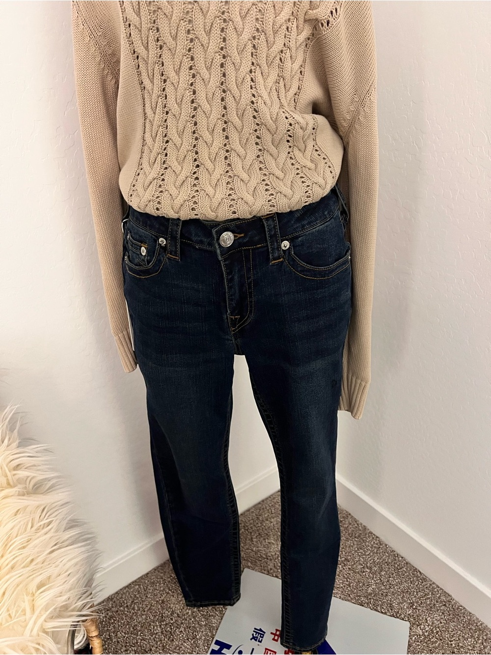 True Religion Dark Indigo Straight Leg Jeans